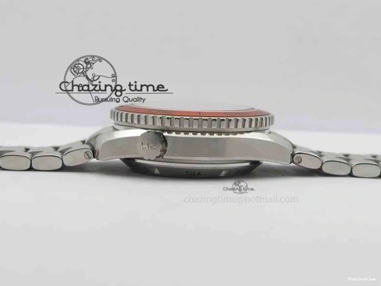 0320 Sophisticated Planet Ocean Master Chronometer Chrono SS OM 1:1 Best Edition Orange On SS Bracelet A 8156